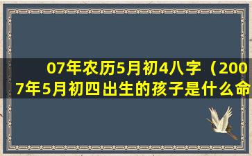 07年农历5月初4八字（2007年5月初四出生的孩子是什么命）