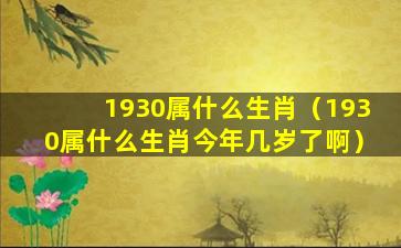 1930属什么生肖（1930属什么生肖今年几岁了啊）