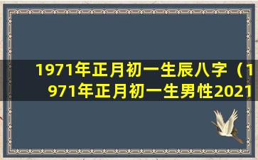 1971年正月初一生辰八字（1971年正月初一生男性2021年运程）