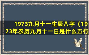 1973九月十一生辰八字（1973年农历九月十一日是什么五行）