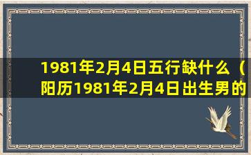 1981年2月4日五行缺什么（阳历1981年2月4日出生男的一生命运）