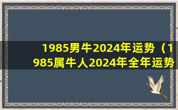 1985男牛2024年运势（1985属牛人2024年全年运势详解）