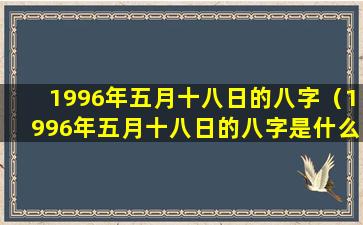 1996年五月十八日的八字（1996年五月十八日的八字是什么）