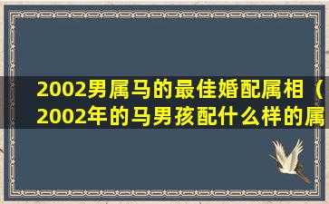 2002男属马的最佳婚配属相（2002年的马男孩配什么样的属相女孩婚配最好）