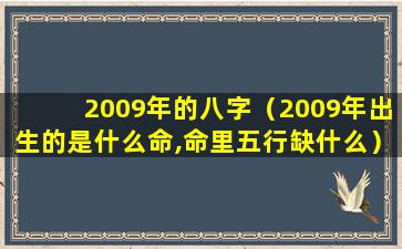 2009年的八字（2009年出生的是什么命,命里五行缺什么）