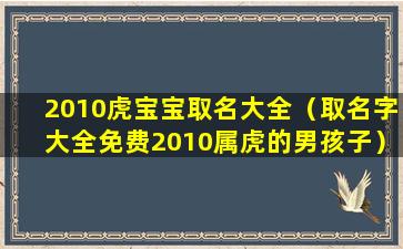 2010虎宝宝取名大全（取名字大全免费2010属虎的男孩子）