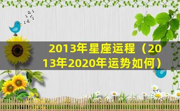 2013年星座运程（2013年2020年运势如何）