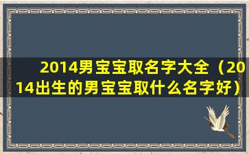 2014男宝宝取名字大全（2014出生的男宝宝取什么名字好）