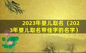 2023年婴儿取名（2023年婴儿取名带佳字的名字）