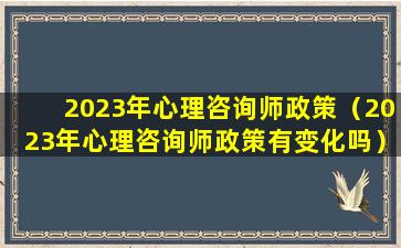 2023年心理咨询师政策（2023年心理咨询师政策有变化吗）