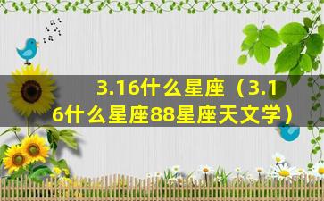 3.16什么星座（3.16什么星座88星座天文学）