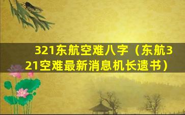 321东航空难八字（东航321空难最新消息机长遗书）