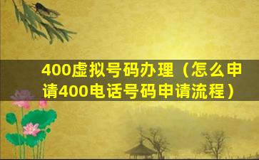 400虚拟号码办理（怎么申请400电话号码申请流程）