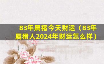 83年属猪今天财运（83年属猪人2024年财运怎么样）