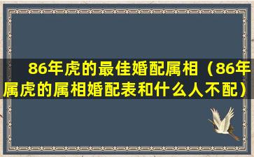 86年虎的最佳婚配属相（86年属虎的属相婚配表和什么人不配）