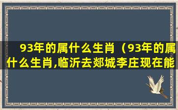 93年的属什么生肖（93年的属什么生肖,临沂去郯城李庄现在能去吗）