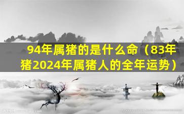 94年属猪的是什么命（83年猪2024年属猪人的全年运势）