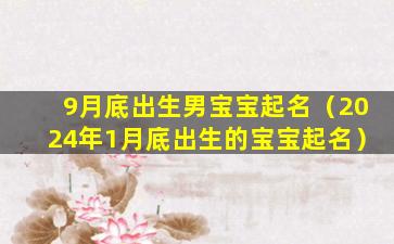 9月底出生男宝宝起名（2024年1月底出生的宝宝起名）