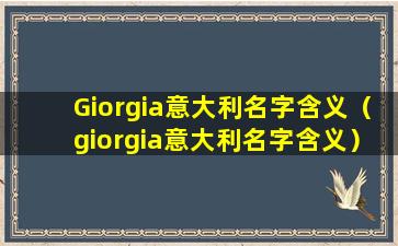 Giorgia意大利名字含义（giorgia意大利名字含义）