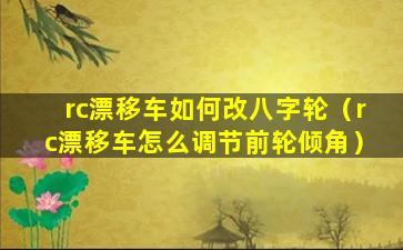 rc漂移车如何改八字轮（rc漂移车怎么调节前轮倾角）