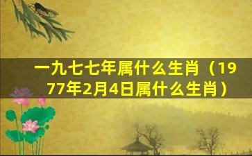 一九七七年属什么生肖（1977年2月4日属什么生肖）