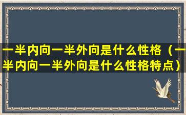 一半内向一半外向是什么性格（一半内向一半外向是什么性格特点）