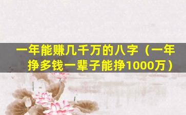 一年能赚几千万的八字（一年挣多钱一辈子能挣1000万）