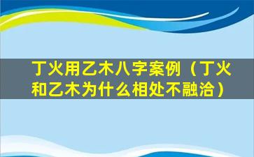 丁火用乙木八字案例（丁火和乙木为什么相处不融洽）