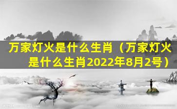 万家灯火是什么生肖（万家灯火是什么生肖2022年8月2号）