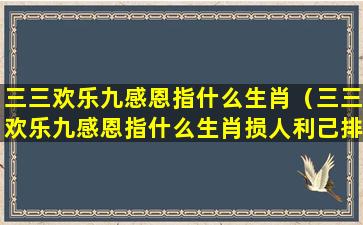 三三欢乐九感恩指什么生肖（三三欢乐九感恩指什么生肖损人利己排头名）