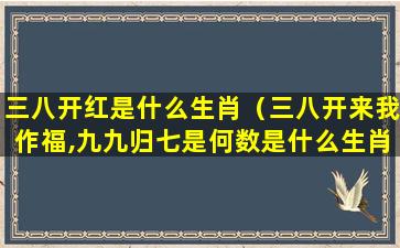 三八开红是什么生肖（三八开来我作福,九九归七是何数是什么生肖）