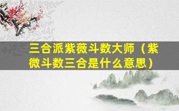 三合派紫薇斗数大师（紫微斗数三合是什么意思）