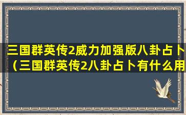 三国群英传2威力加强版八卦占卜（三国群英传2八卦占卜有什么用）