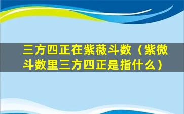 三方四正在紫薇斗数（紫微斗数里三方四正是指什么）