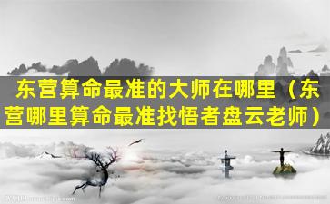 东营算命最准的大师在哪里（东营哪里算命最准找悟者盘云老师）