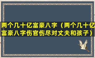 两个几十亿富豪八字（两个几十亿富豪八字伤官伤尽对丈夫和孩子）