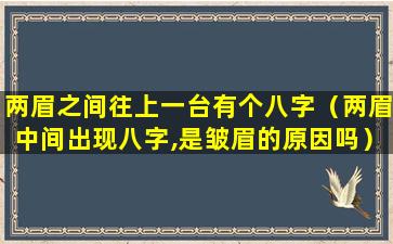 两眉之间往上一台有个八字（两眉中间出现八字,是皱眉的原因吗）