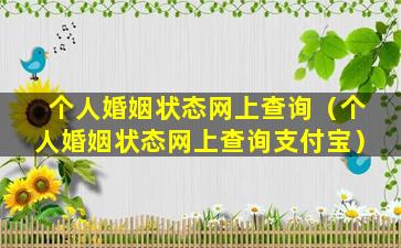 个人婚姻状态网上查询（个人婚姻状态网上查询支付宝）