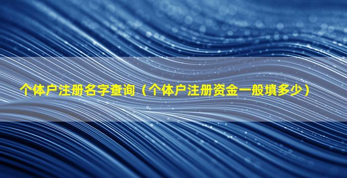 个体户注册名字查询（个体户注册资金一般填多少）