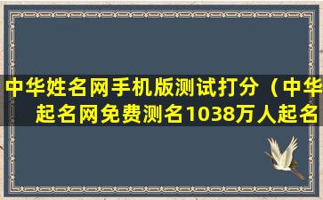 中华姓名网手机版测试打分（中华起名网免费测名1038万人起名）