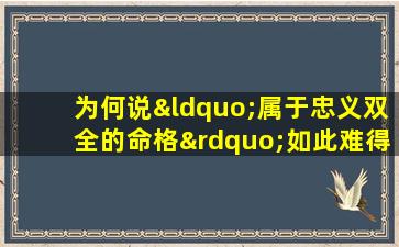 为何说“属于忠义双全的命格”如此难得