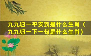 九九归一平安到是什么生肖（九九归一下一句是什么生肖）