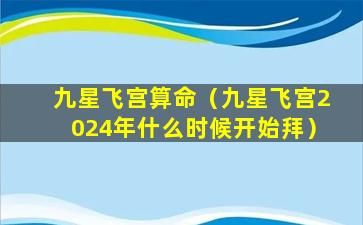 九星飞宫算命（九星飞宫2024年什么时候开始拜）