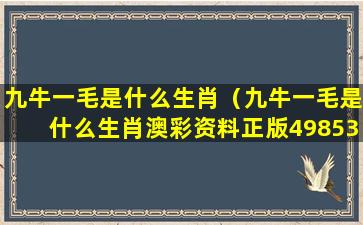 九牛一毛是什么生肖（九牛一毛是什么生肖澳彩资料正版49853金牛版）