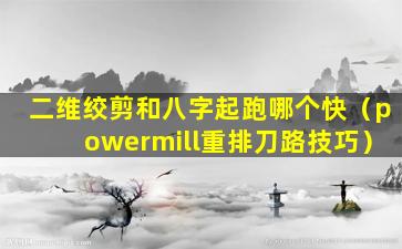 二维绞剪和八字起跑哪个快（powermill重排刀路技巧）