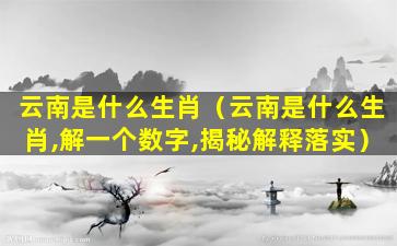 云南是什么生肖（云南是什么生肖,解一个数字,揭秘解释落实）