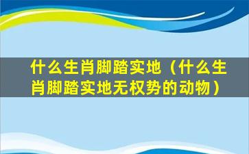 什么生肖脚踏实地（什么生肖脚踏实地无权势的动物）