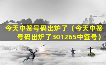 今天中签号码出炉了（今天中签号码出炉了301265中签号）