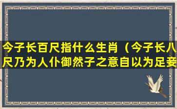 今子长百尺指什么生肖（今子长八尺乃为人仆御然子之意自以为足妾是以求去也）