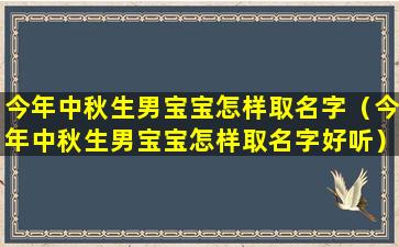 今年中秋生男宝宝怎样取名字（今年中秋生男宝宝怎样取名字好听）